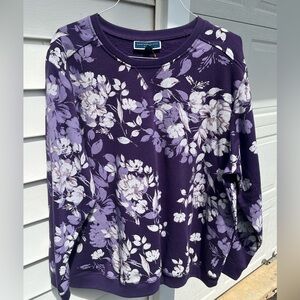 purple flower crew neck sweatshirt
